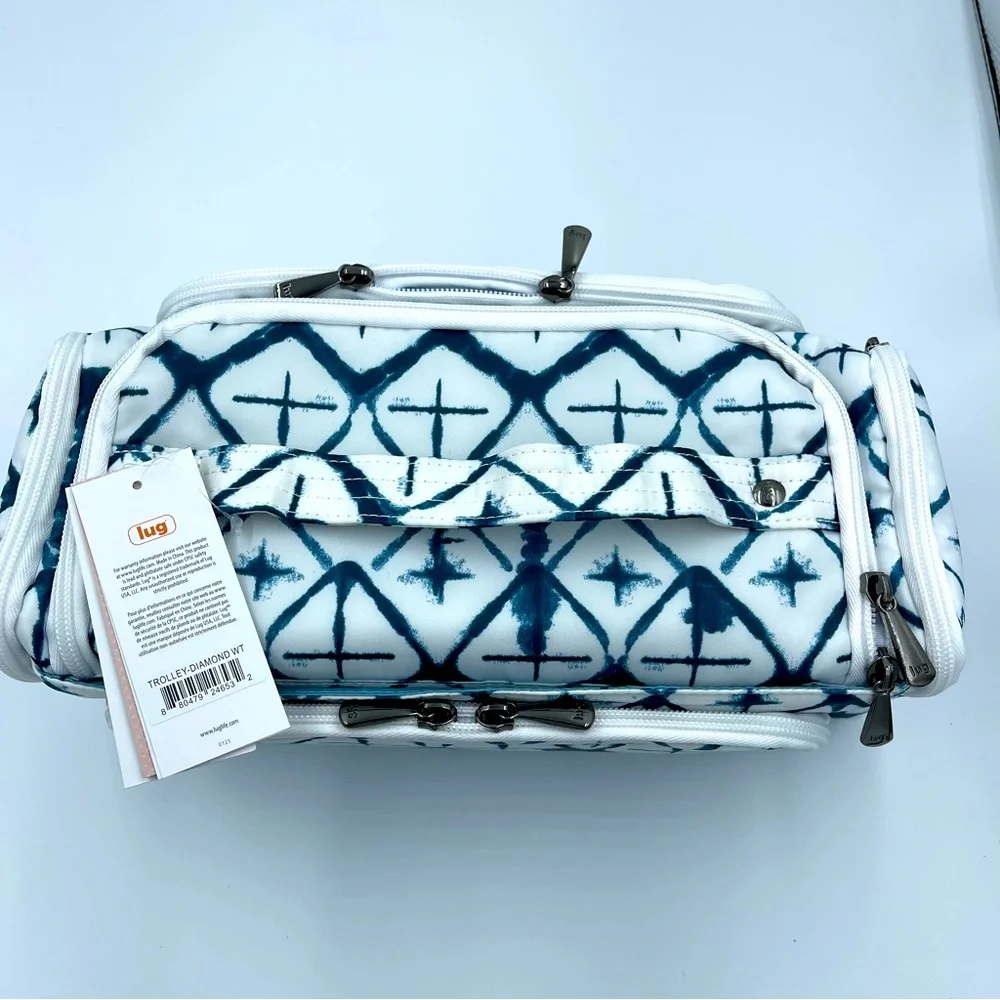 lug White and Teal Patterned Cosmetic Case